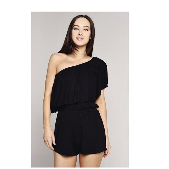 TRINA TURK Sunshine Covers One Shoulder Ruffle Romper - Picture 3 of 6